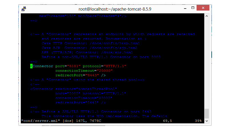 Change port in tomcat in Red hat linux Mentor IT